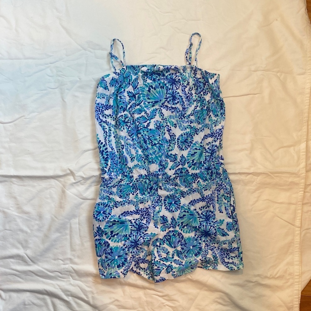 Lilly Pulitzer Blue & Aqua Floral Girls Romper